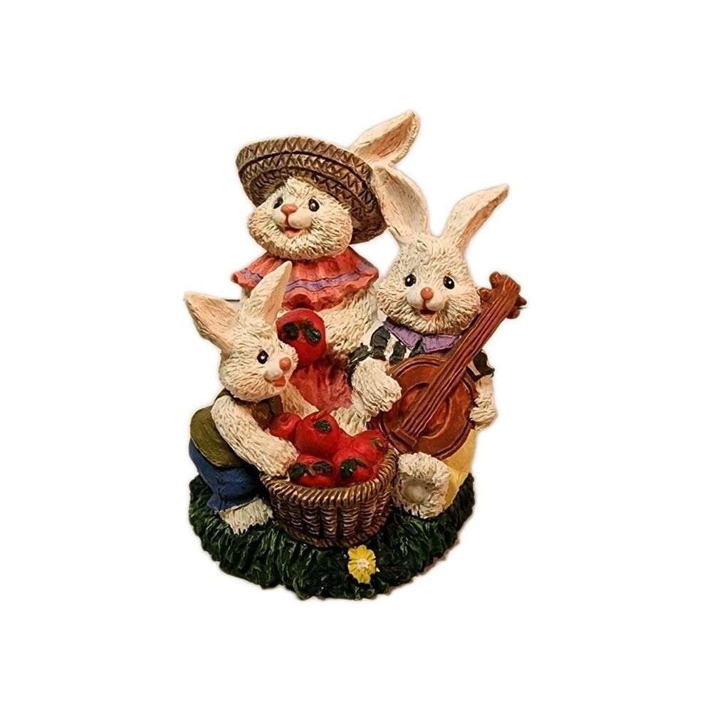 Bunny Figurine Fall Picking Apples Family Gift Grandma Rabbit 4 Inch